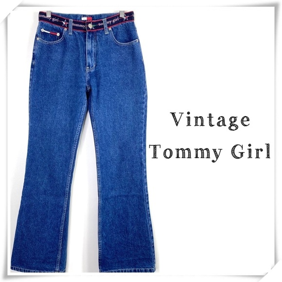 Tommy girl VTG Spell Logo Bell Flare leg Jeans - Picture 1 of 10